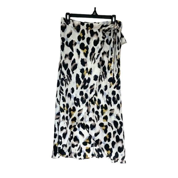 *Jeuvre Adjustable Midi Wrap‎ Skirt Size S Animal Leopard Print Neutral - Picture 1 of 5